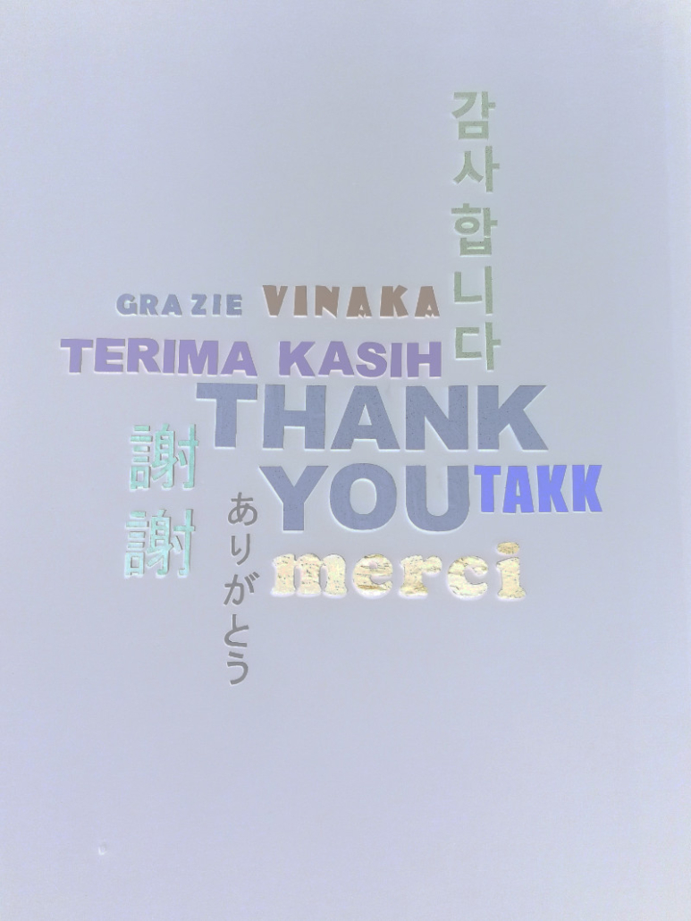 grafica di ringraziamento in diverse lingue